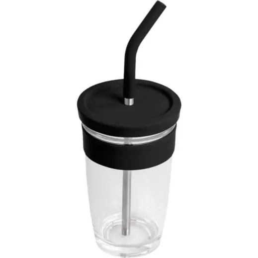 Kooshty Slurp Glass Kup & Straw Black